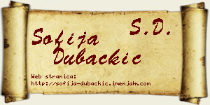 Sofija Dubačkić vizit kartica